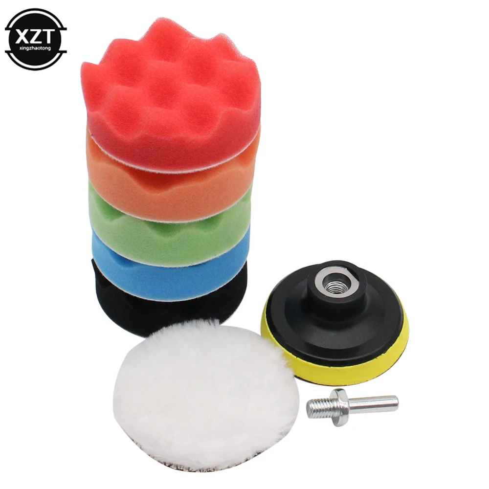 

8Pcs Set 3-4 inch Car Polishing Pad Sponge Buffing Waxing Clean Polish Buffer Drill Wheel Polisher Removes Scratches Car Repair