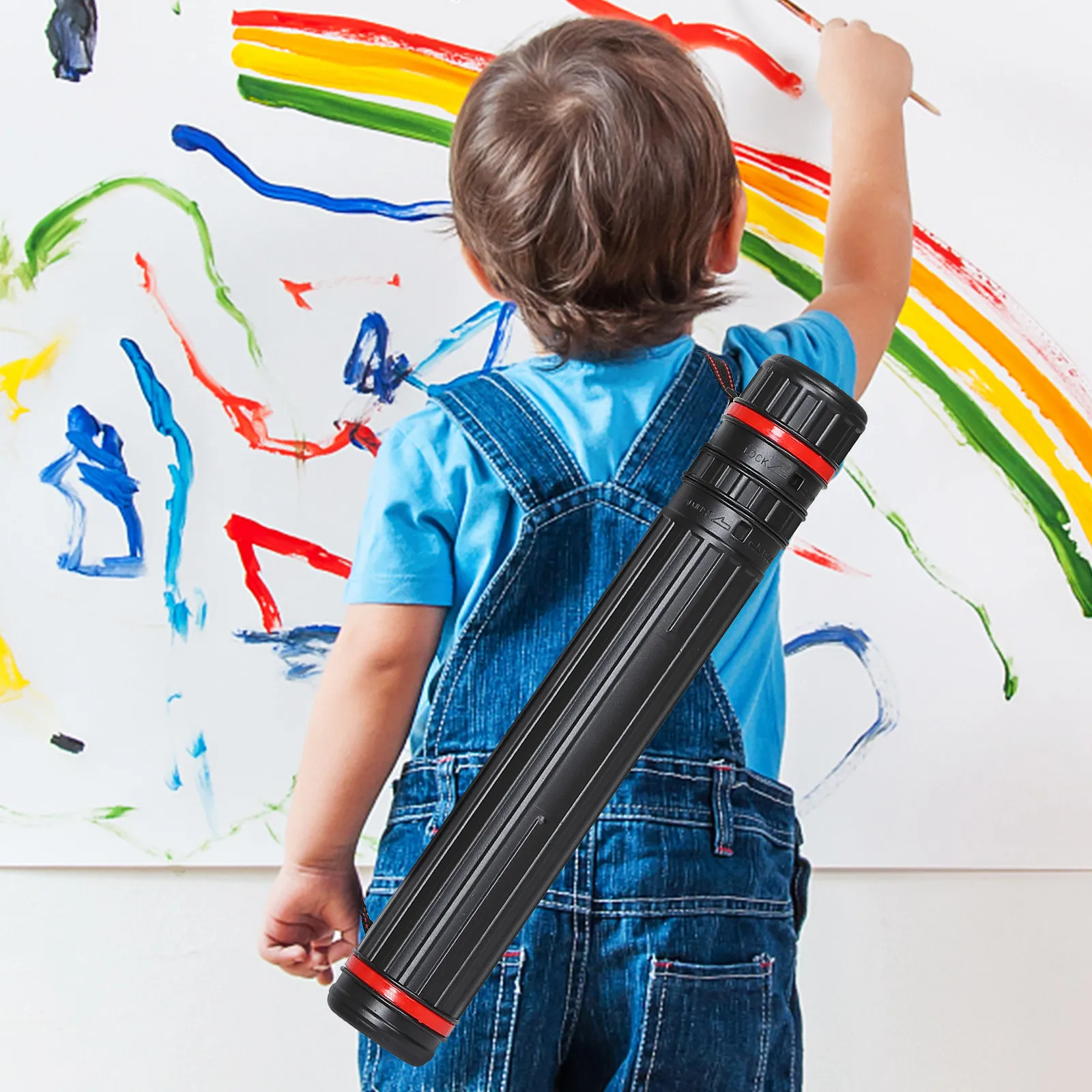 Extendable Plastic Storage Tube for Posters Artwork Plans Telescopic Drawing Tube Waterproof Drop-Proof Slim Long Design Black