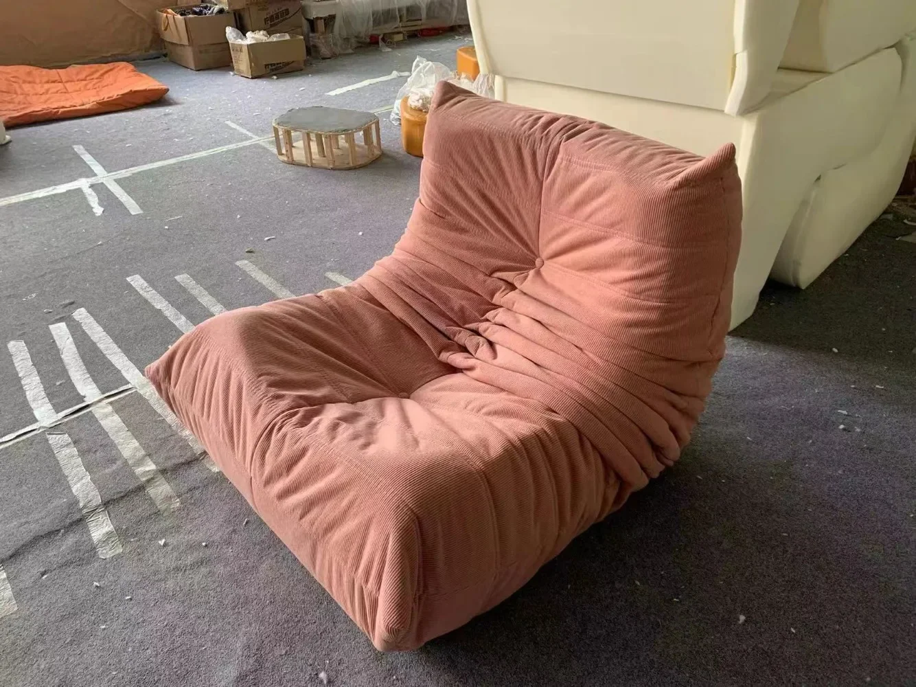 Togo caterpillar sofa balcony leisure bedroom living room reclining sleeping lazy sofa cream wind single recliner image 3