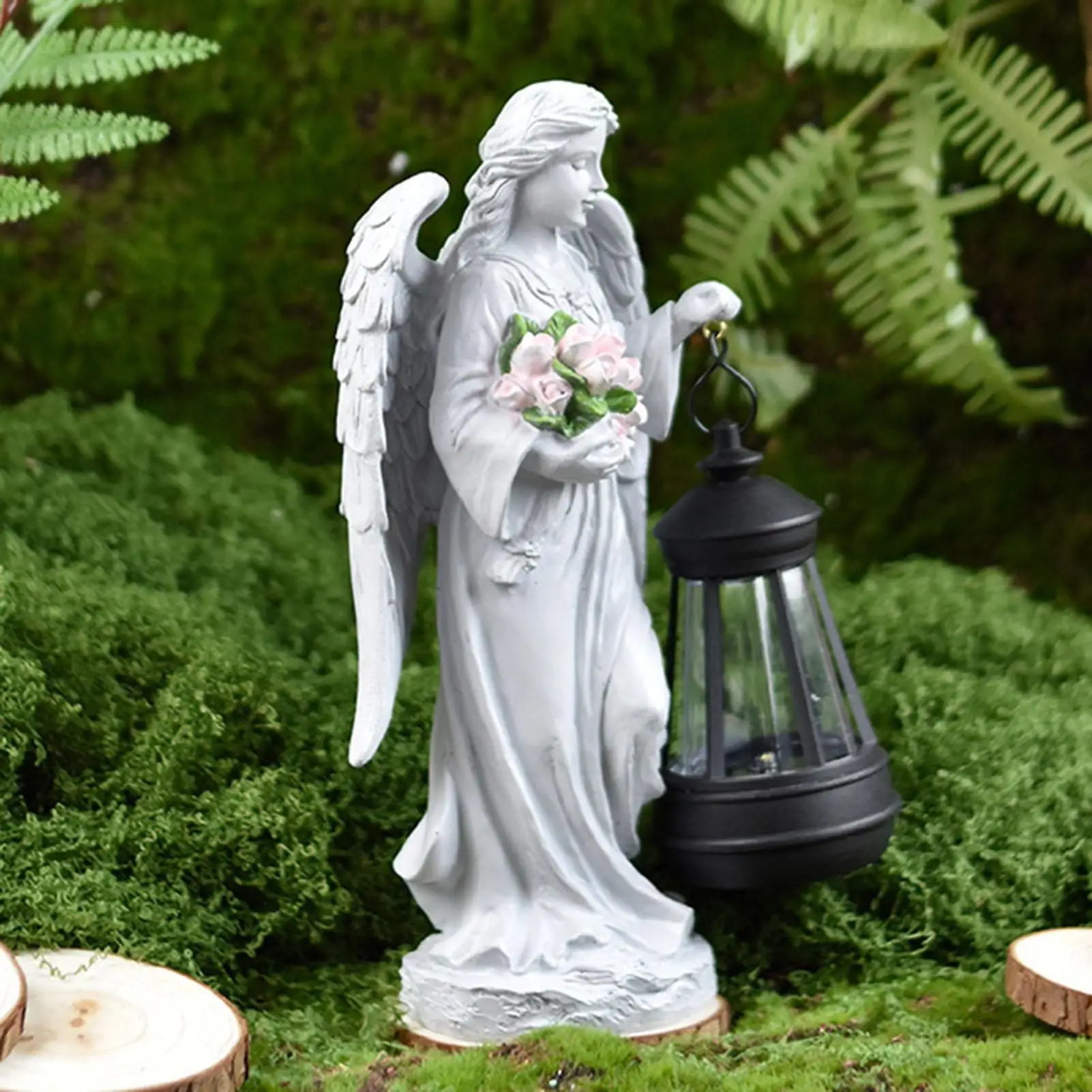 

Solar Angel Funny Outdoor Resin Figure Decorative Memorial Flower Angel Statue For Patio Porch Front Yard Backyard Garden