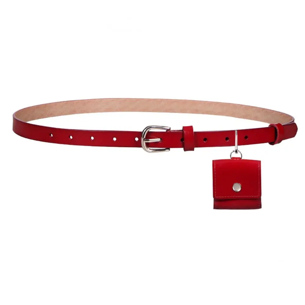 

Portable Korean Style Women Waist Bag PU Red Belt Waist Bag Purse Solid Color Women Belt Bag Outdoor