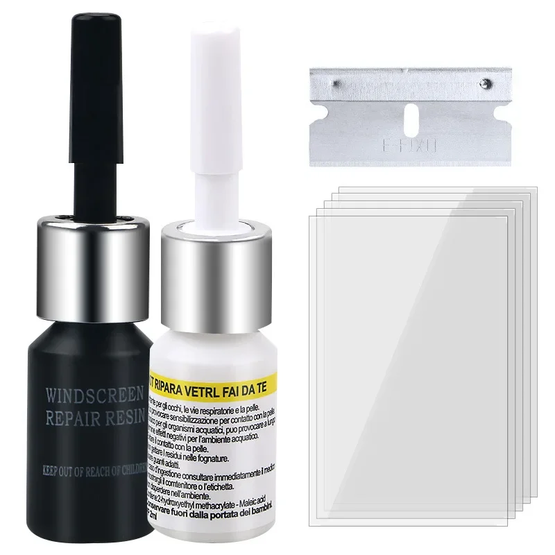 Kit d'outils de réparation de verre de pare-brise de voiture, colle de réparation craquelée de pare-brise de voiture, beauté de voiture pour accessoires de voiture 1/2/4 pièces
