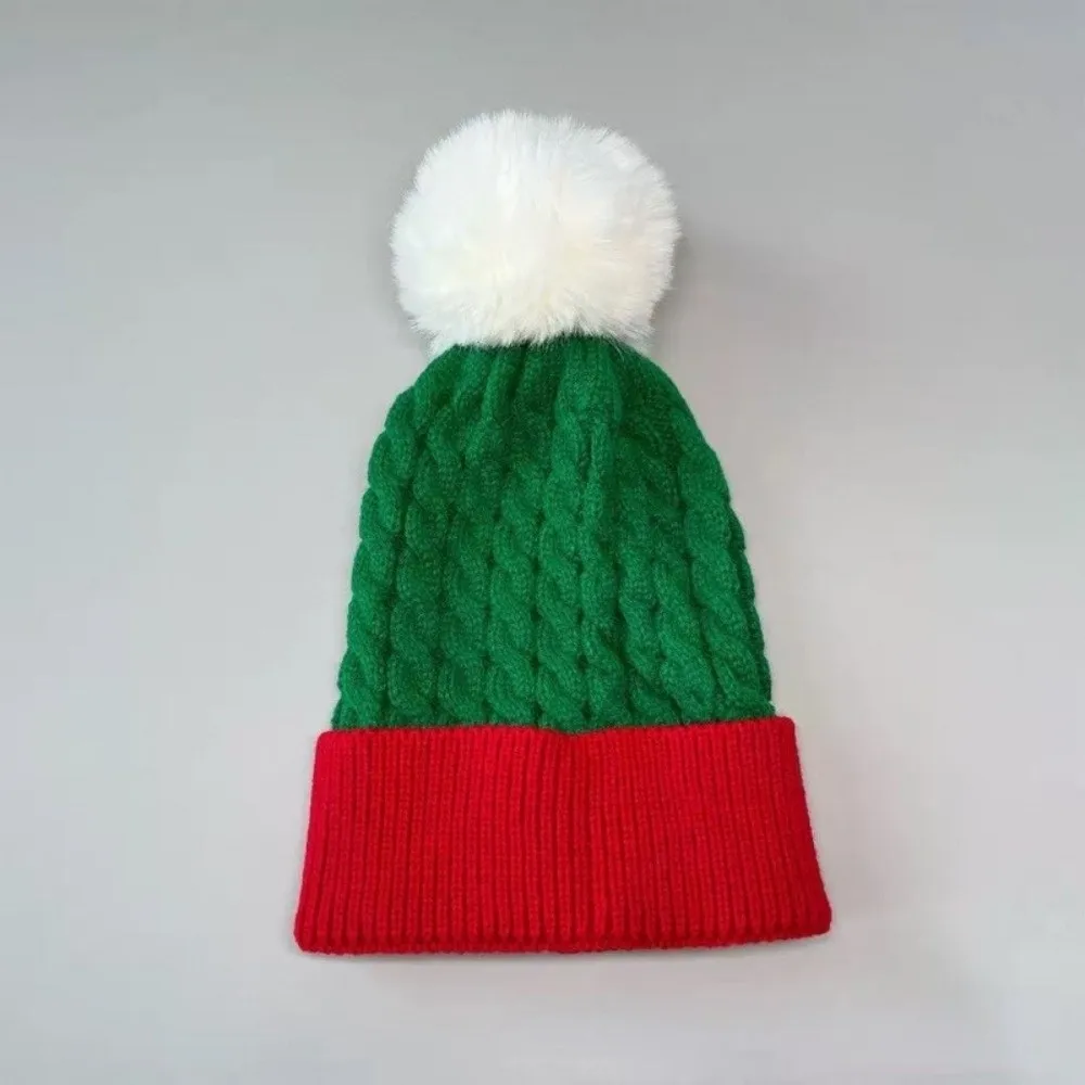 Leisure Merry Christmas Hat Christmas Knitted Hat Warm Green Red Santa Beanie Hat Crochet Korean Style Striped Hat Christmas