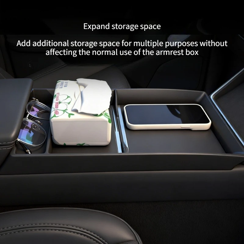Center Console Wrap for Tesla Model 3 Y 2021-2023 Central Control Panel Frame Storage Box Organizer Glasses Holder Accessories