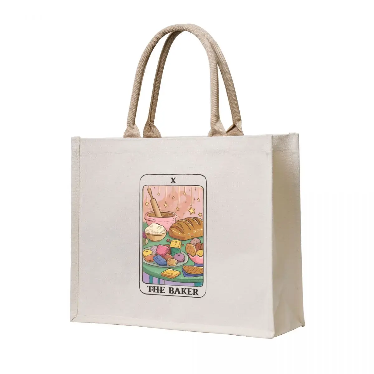 

The Baker Tarot Card Retro Baking Tote Bag Canvas Women's shopper tote bags cloth bags