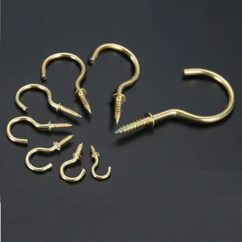 20Pcs Screw-in Ceiling Cup Hook Spiral Hanger Picture Frame Lamp Curtain Self-tapping Eyebolt Hook 20mm