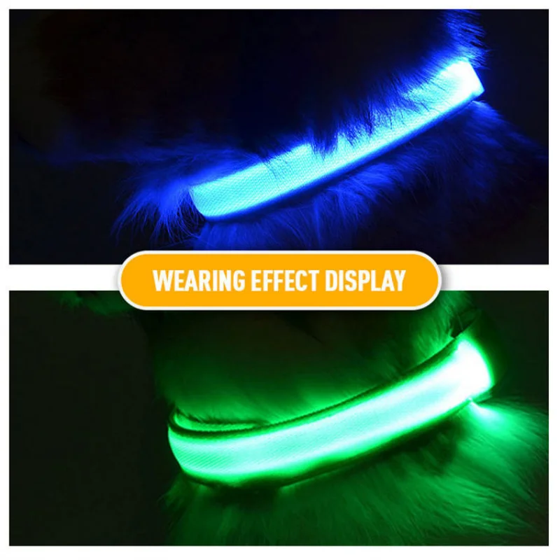 USB 충전 LED 개 목걸이, 개 안전 야간 조명 깜박이 목걸이, 형광 목걸이, 애완 동물 용품