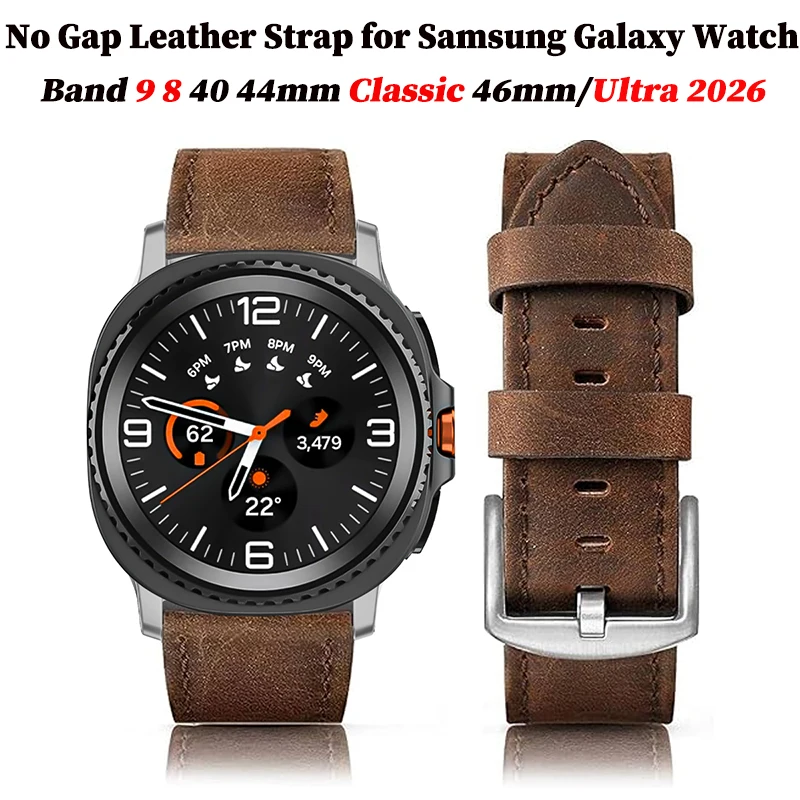 Lückenloses Lederarmband für Samsung Galaxy Watch 9 8 40 44mm Classic 46mm Uhrenarmband für Galaxy Watch Ultra 2026 2025 2024