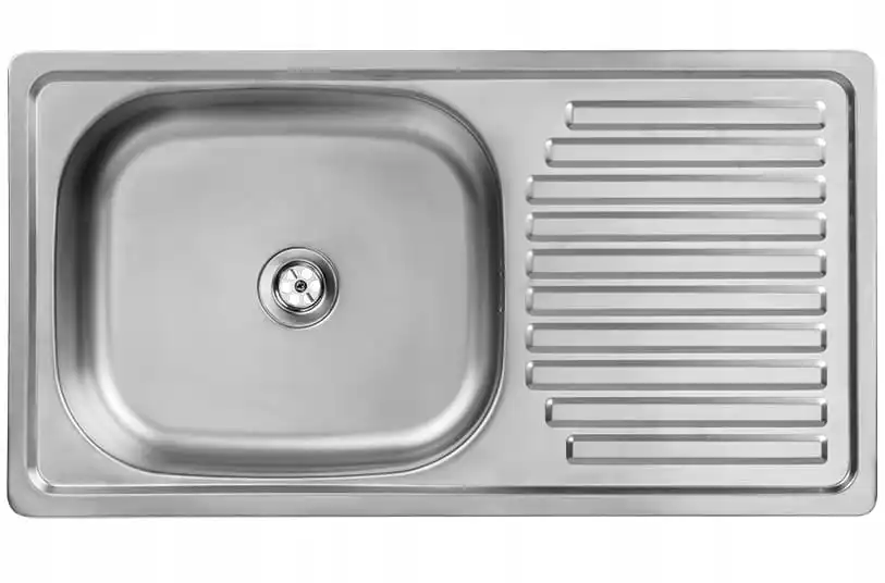 Single-chamber steel sink with draining 40x75cm with siphon + hole