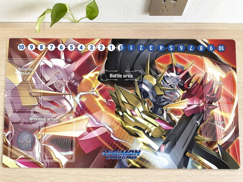 Digimon Playmat DTCG CCG Mat Omegamon Trading Card Game Mat Desk Table Gaming Play Mat Mouse Pad Mousepad Free Bag