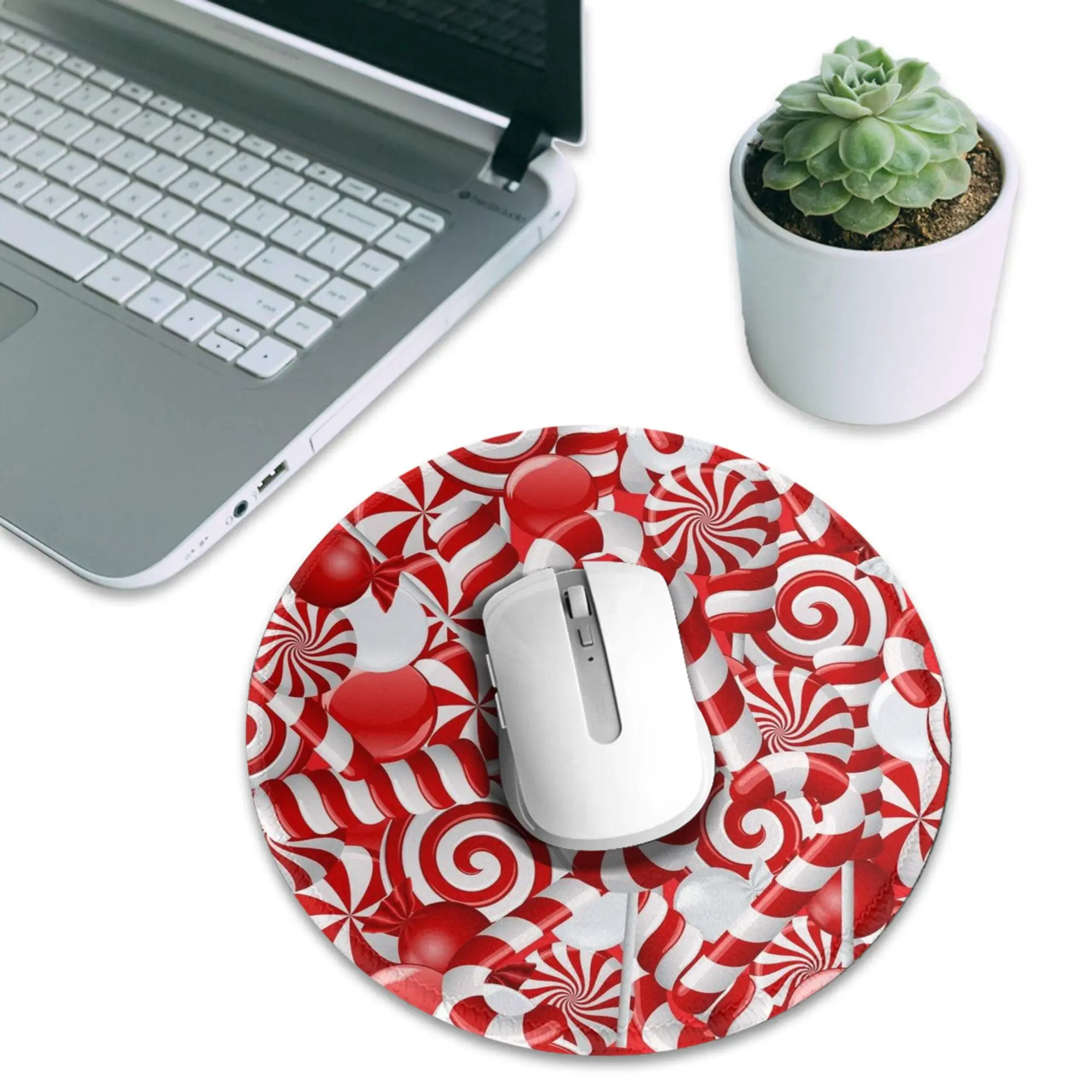 Peppermint Candy Mouse Pad Computer Keyboard Mouse Mat Gaming PC Laptop Desk Mat Office Accessories Table Mats