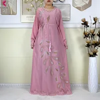 Nouvelle robe africaine pour femmes, robe dashiki en mousseline de soie, abaya à manches longues, vêtements décontractés islamiques pour femmes, robe longue musulmane à diamants 4