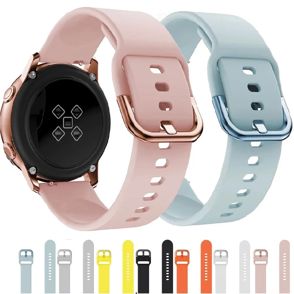 

22mm 20mm Watchband For Samsung Galaxy Watch 3 4 42mm Active 2/3 40mm Silicone Bracelet For Gear S2 S3 Amazfit bip Straps