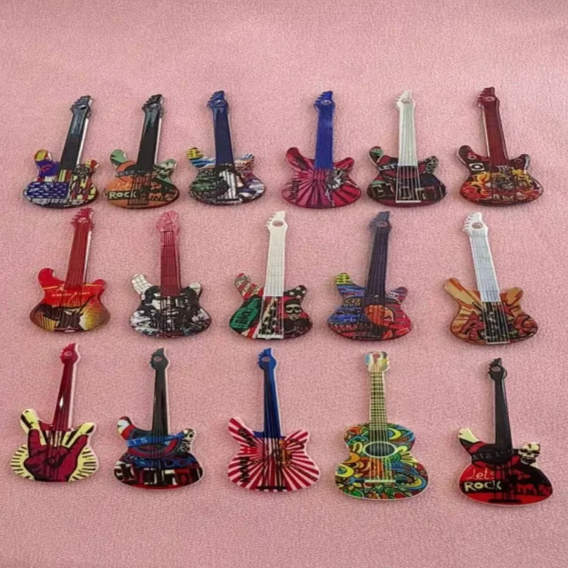 Pendentif guitare musical d'halloween en acrylique, 12 pièces, fabrication de bijoux, boucles d'oreilles, collier, porte-clés, accessoires