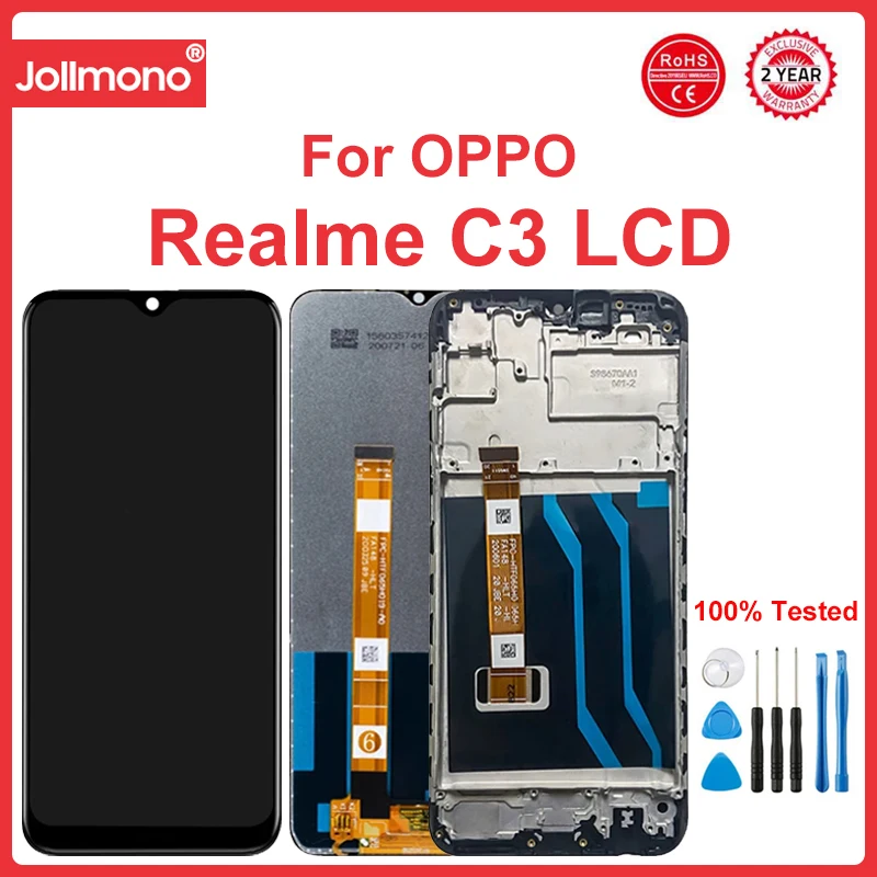 

For OPPO Realme C3 LCD Display With Frame Touch Screen Panel Digitizer Replacement Parts RMX2027 RMX2021 RMX2020