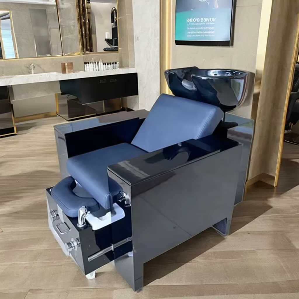 

Modern Automatic Hair Washing And Nail Salon Chair With Massage Bed, Stainless Steel Beauty Salon Bathroom Furniture
