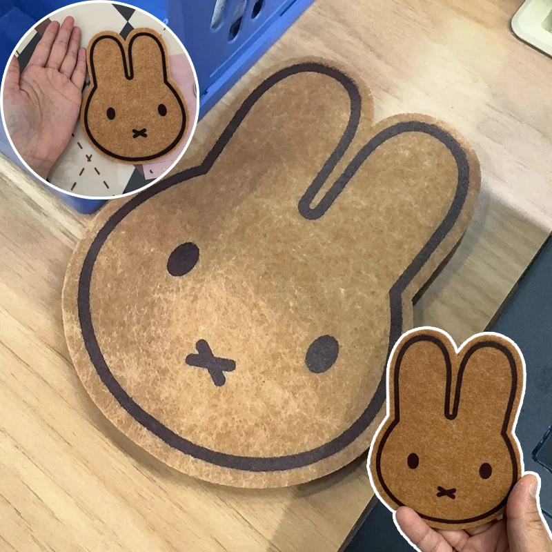 Miffy porta-copos de feltro, porta-copos de café reforçados, tapete de chá fofo, resistente a altas temperaturas, anti-escaldadura, almofadas de isolamento térmico