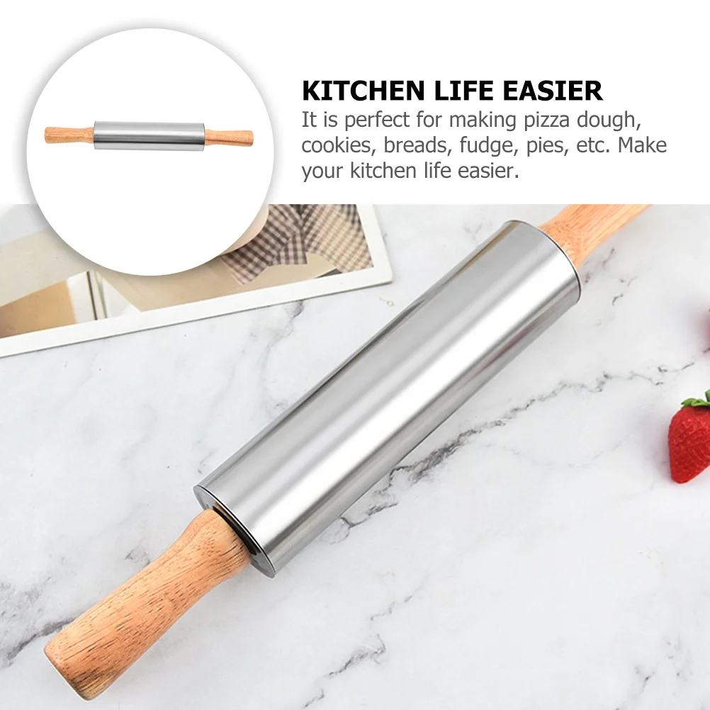 

Stainless Steel Dough Roller Pin Non-Stick Rolling Pin for Baking Pizza Cookies Bread Pastry Kitchen Tool Wooden Rolling Pins