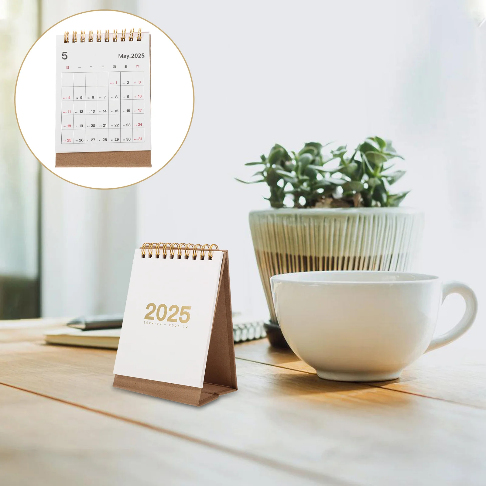 

2025 Style Desk Calendar Small Standing Flip Spiral Bound Sturdy Paper Easy Page Turning Track Important Dates Planner