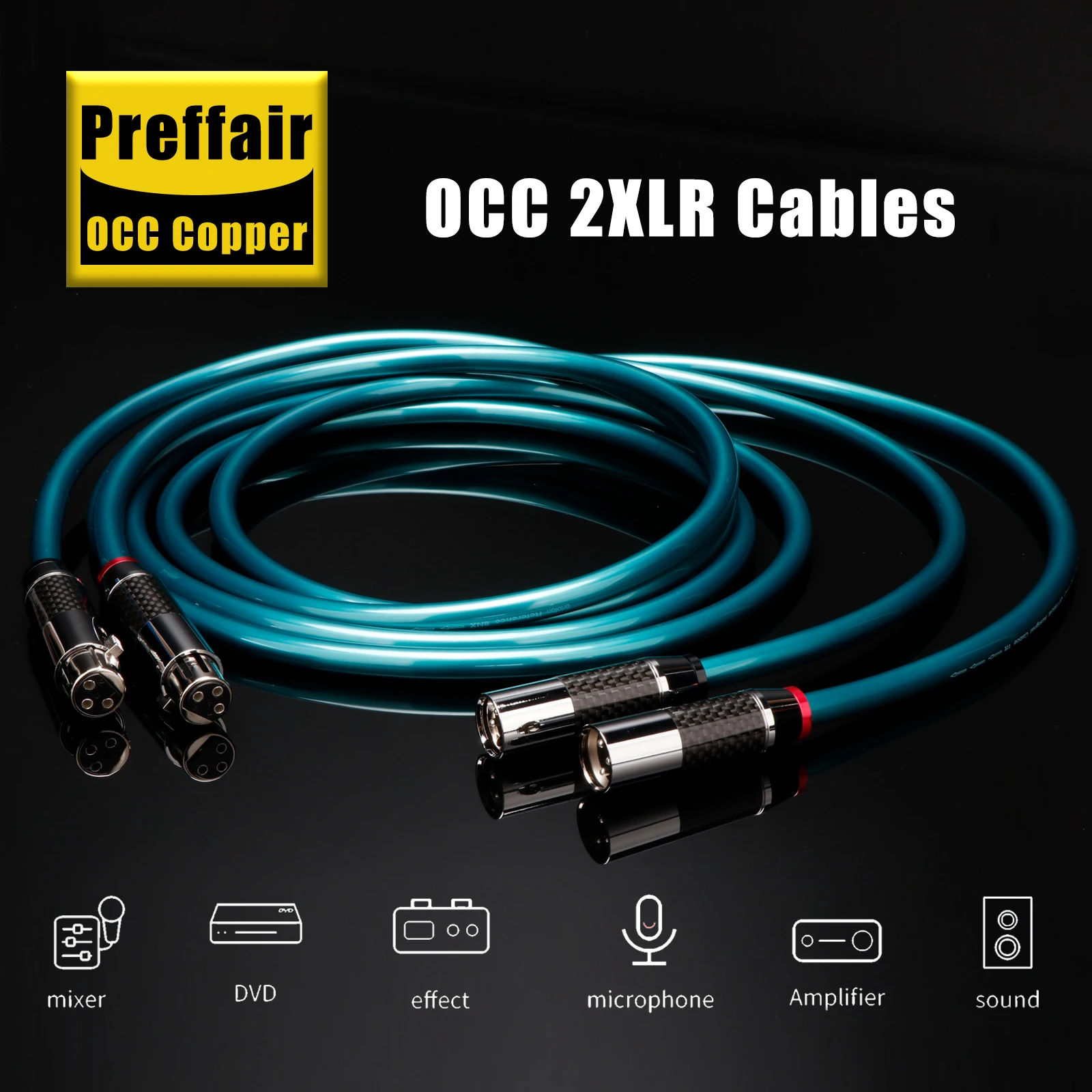 

Preffair X406 8N OCC Copper+Silver Plated hybird Conductor Audio XLR Balance Cables With Silver Plated Carbon fiber XLR Plug