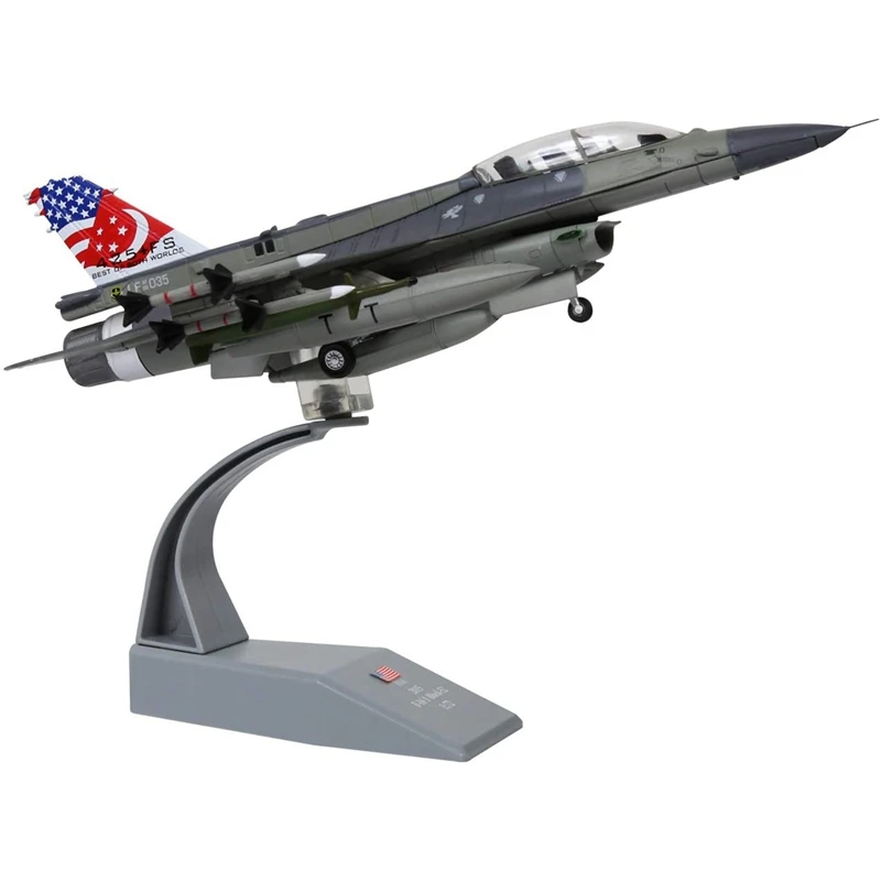 1:72 Scale F-16D Fighter Attack Plane Metal Die-Cast Airplane, Includes Alloy Stand For Commemorate Collection Or Gift