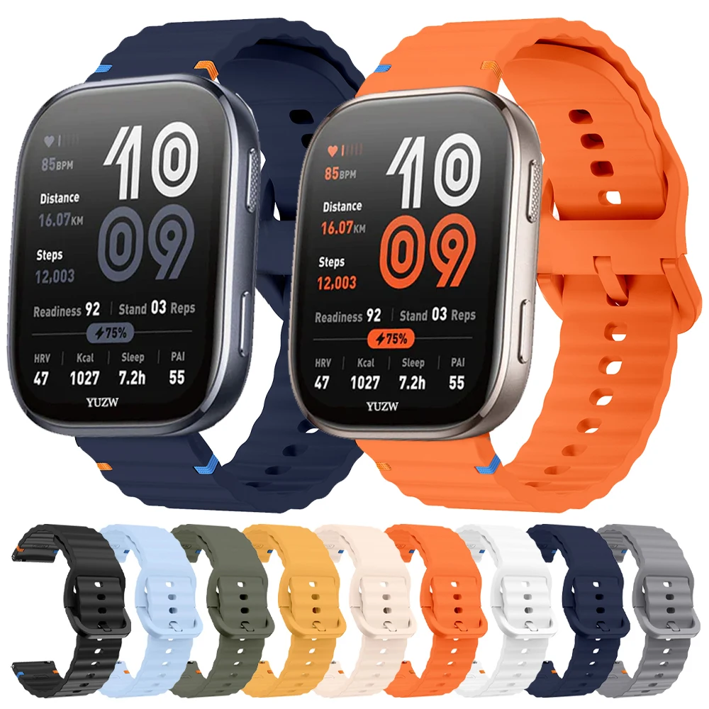 20/22mm Watch Strap For Amazfit Bip 6 5 UNITY Silicone Wave Bracelet GTR 4/3/3 Pro 2e GTS 4/2 mini 3 BALANCE 2 Sports Watchband