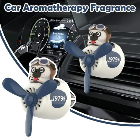발견 된 개 파일럿 자동차 공기 청정기 귀여운 강아지 비행기 자동차 디퓨저 회전 프로펠러 공기 배출구 환기 청정기 도구