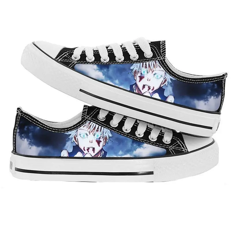 Jujutsu Kaisen Satoru Gojo Sneakers Black Canvas Shoes Anime Graffiti Breathable Cool Street Shoes Brand Sneakers Causal Shoes