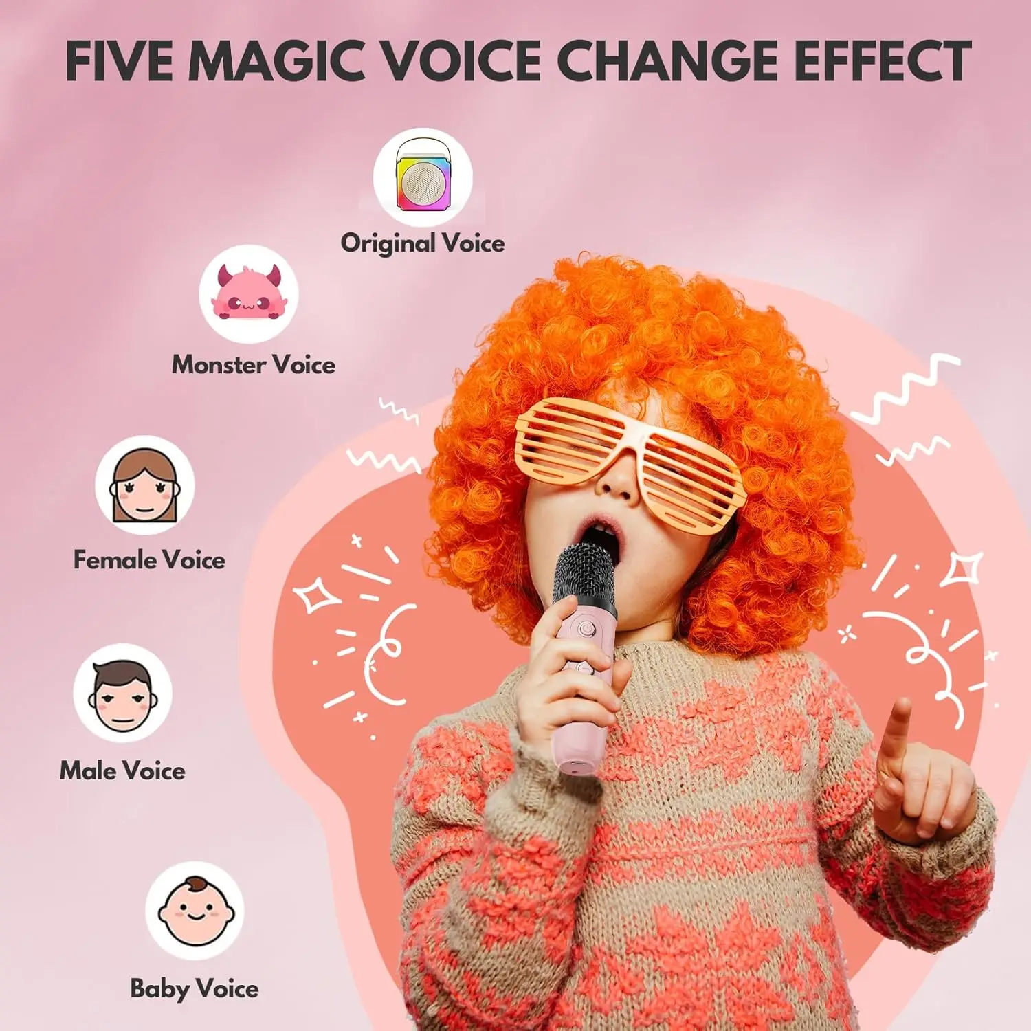 Macchina per karaoke per bambini Altoparlante Bluetooth portatile con microfoni wireless Regali per feste di famiglia di compleanno per ragazze e ragazzi