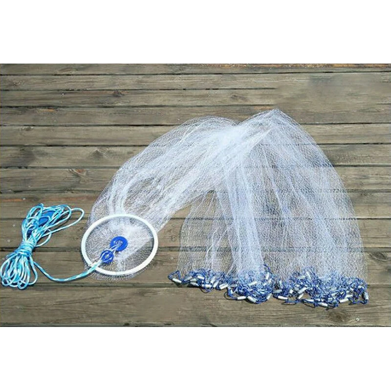 BVBV 8Ft Full Spread Nylon Filament Fish Gill Net Easy Throw Fishing For Hand Cast