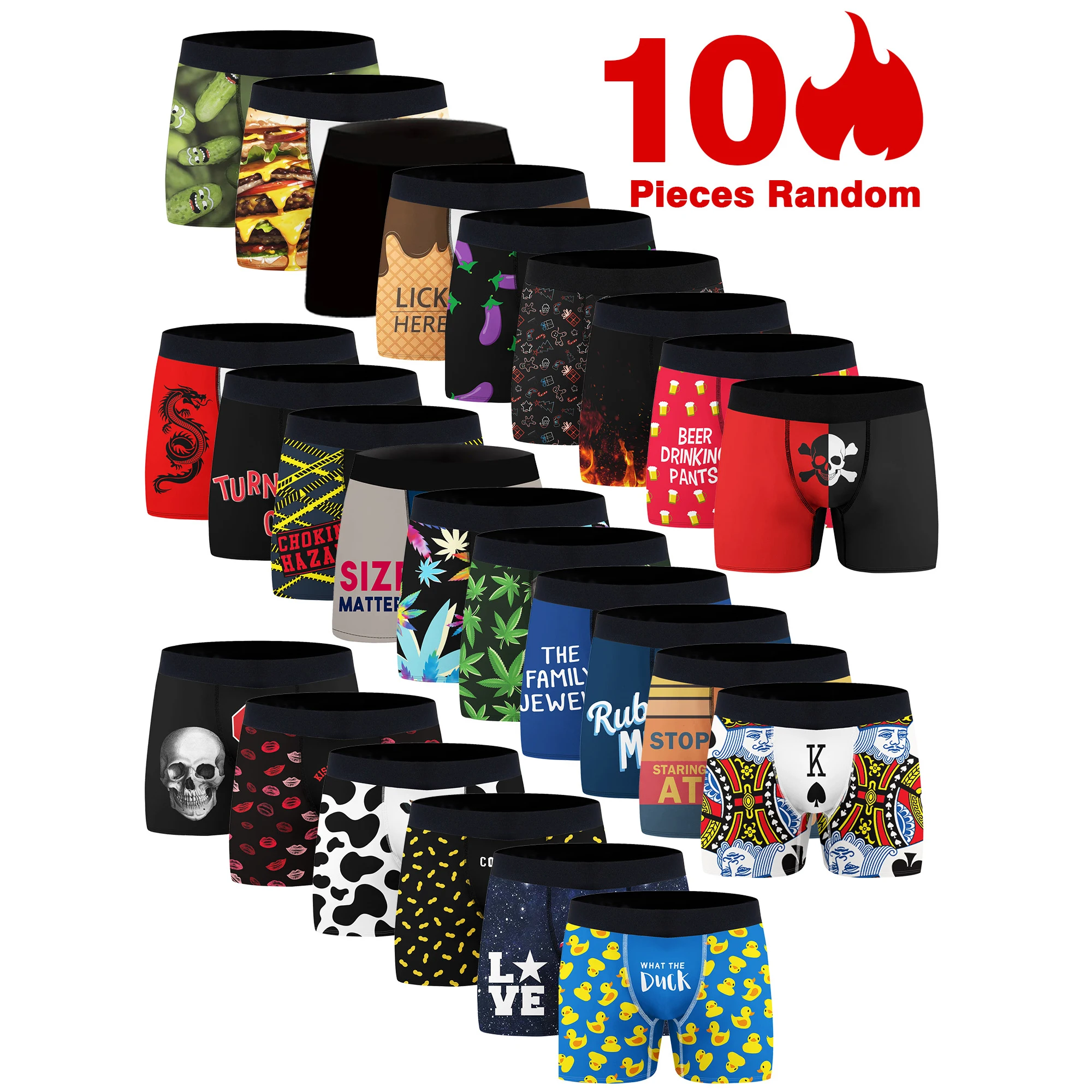 Surprise Boxes Of 10pcs  Men's Underwear Boxers Pack, Cool &