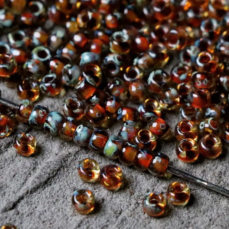

50PCS 3mm Picasso Color Glass Seed Beads Vintage DIY Earring Making Jewelry Kit Craft Supply