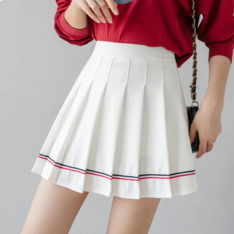 Women Summer Skirts Stripes Printing Folds Japanese Style Fashionable Mini Skirt Casual Vestidos Dropshipping YWXCCT001