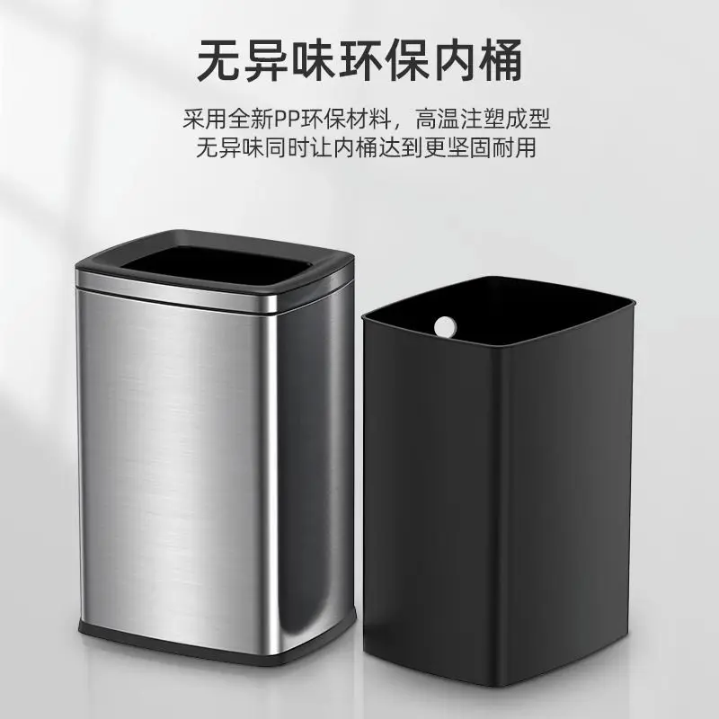 Stainless Steel Garbage Bin Lidless Household Ktv Hotel Waste Bucket Kitchen Living Room Bathroom Dustbin Trash Can Toilet