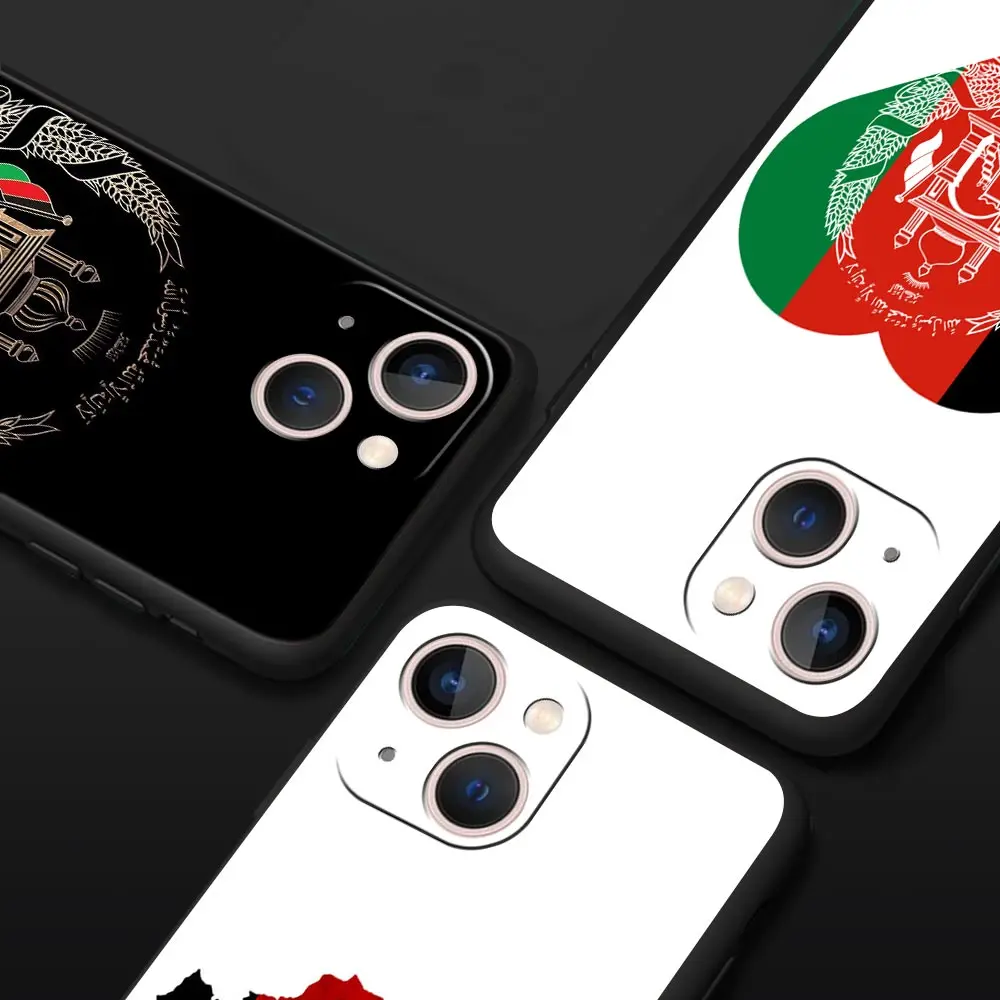 Afghan Afghanistan Flag Luxury Phone Case For iPhone 13 15 14 12 11 Pro MAX XR X SE XS 7 8 Plus iPhone13 15 14 Black Cover Shell view 2