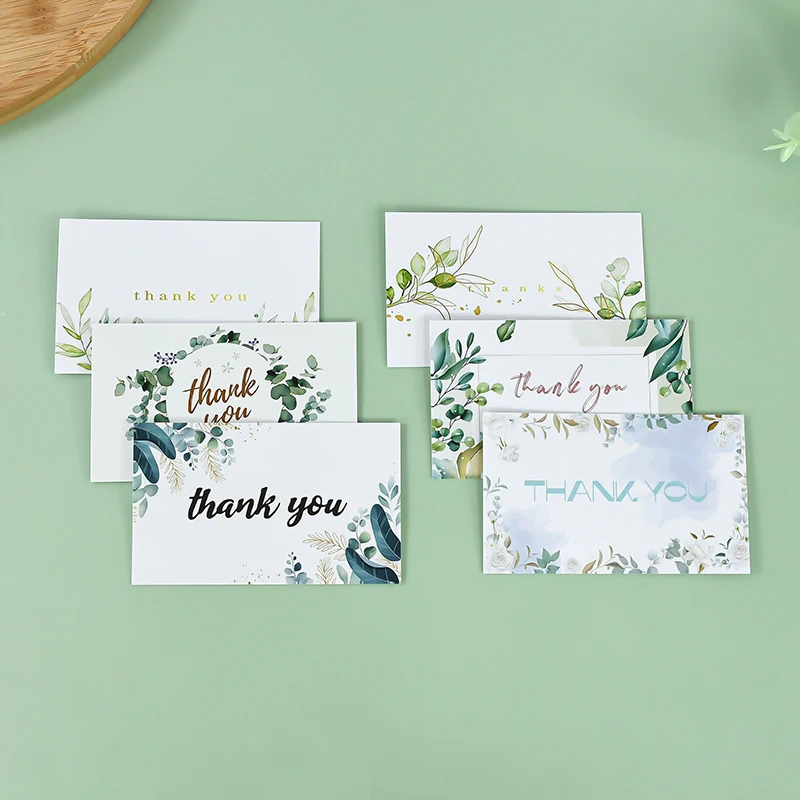 50pcs Customized Leaf White Green Eucalyptus Wedding Engagement Banquet Thank You Card Meal Plate Card Process Reminder cards