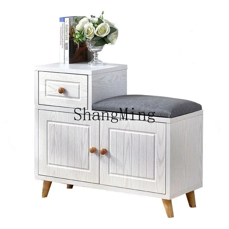 

FG shoe change stool shoe cabinet can sit at the door of the home, soft seat cushion long strip stool enters the door