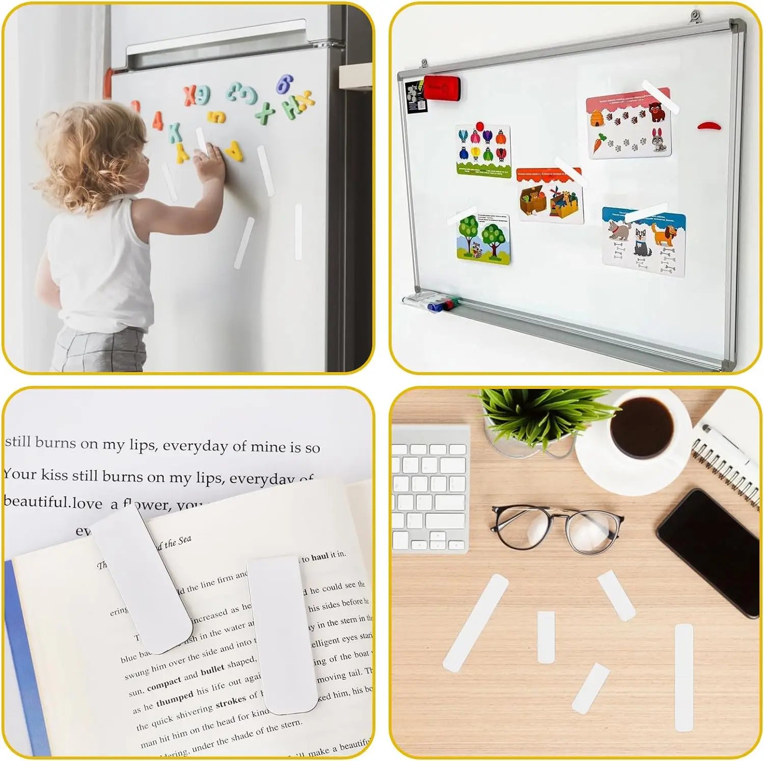 10/15PCS White Magnetic Bookmark DIY Book Marker Clip Sublimation Bookmarks, Magnetic Page Markers Clips for Booker Lover