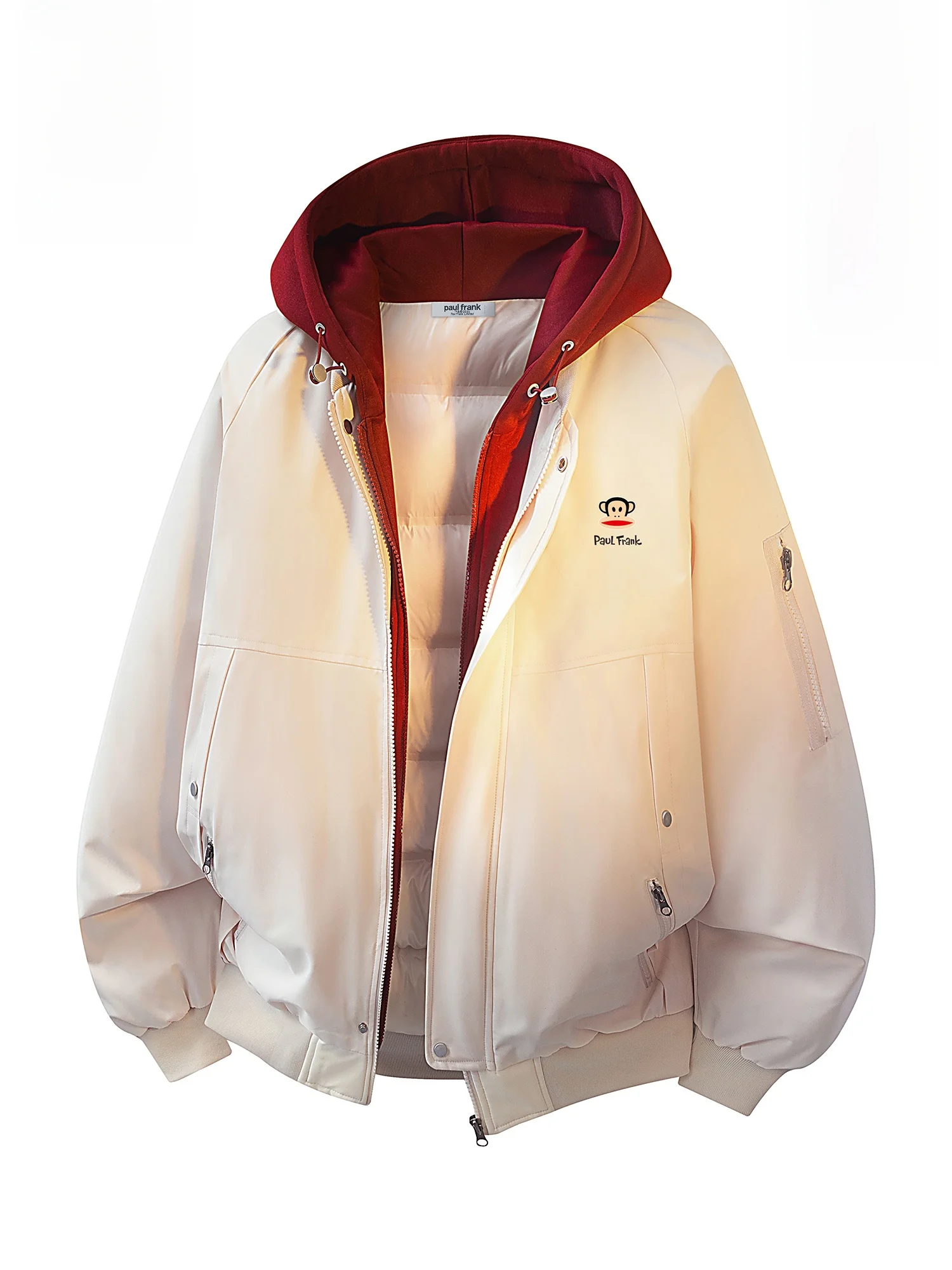 

PaulFrank Thiened Winter Jaet Men's Hooded Cotton Coat Youth Faion Warmth Anti-Cold Large Mouth Monkey Zipper Closure