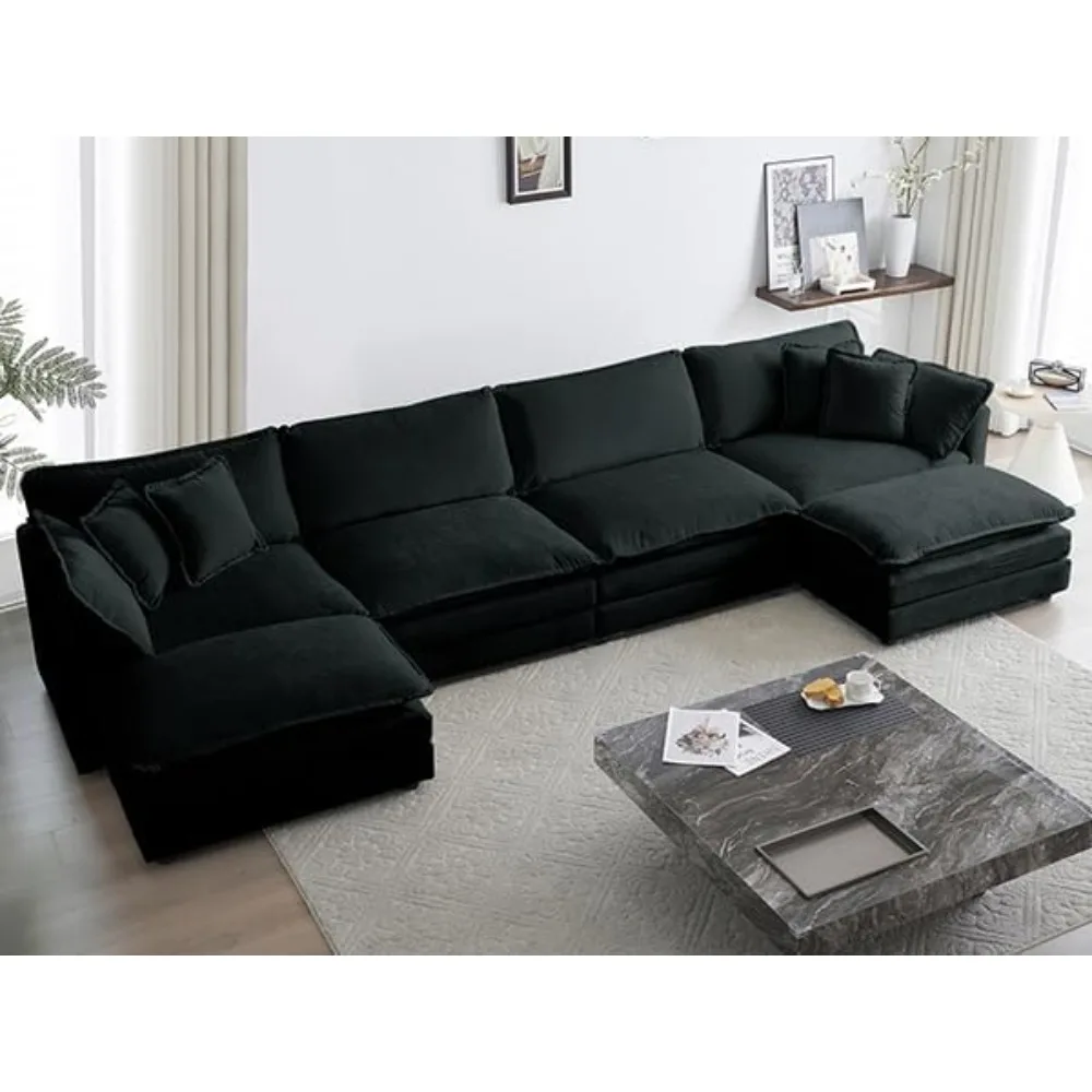 146“ Oversized Modular Sectional Sofa Cloud Couch for Living Room, Modern Chenille Large U Shaped Couch