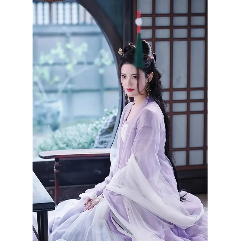 Changyue Jinming Pianran Han Dress Elegant Little Fox's Same Han Clothes Improved Han Suit Fairy Big Sleeve Purple Dress