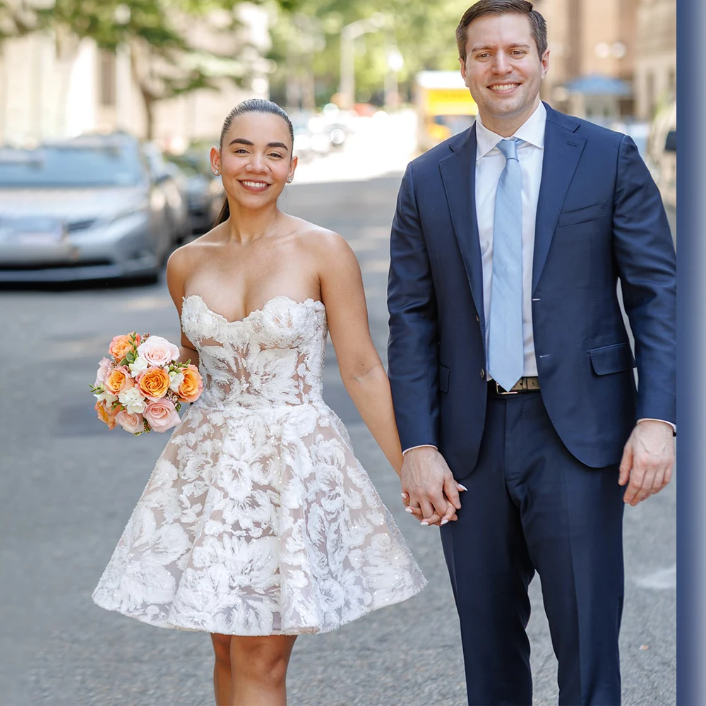 

Sexy Short Wedding Dress Backless Mini Lace Bridal Dress For Wedding Custom Made Prom Gowns amanda novias official