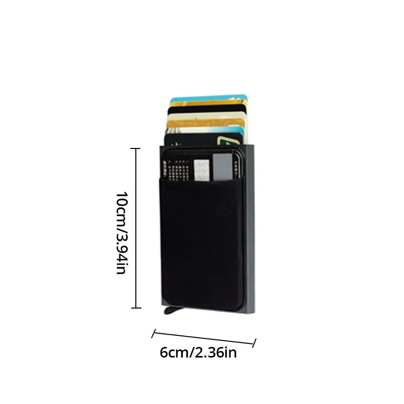 1Pc Szary Aluminiowy Posiadacz Karty Kredytowej RFID Automatyczny Pop-up Bank Card Box Mini Pakiet Samochodowy — zdjęcie 7