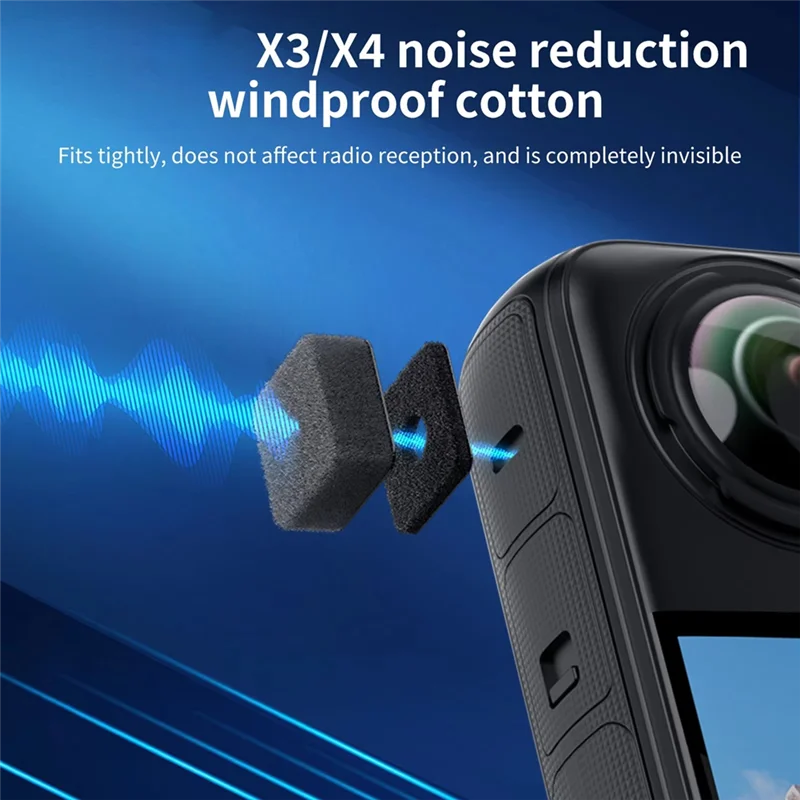 ABGQ Mikrofon do kamery Insta360 X4/ONE X3, osłona przeciwwietrzna, gąbka redukująca szumy, redukuje hałas