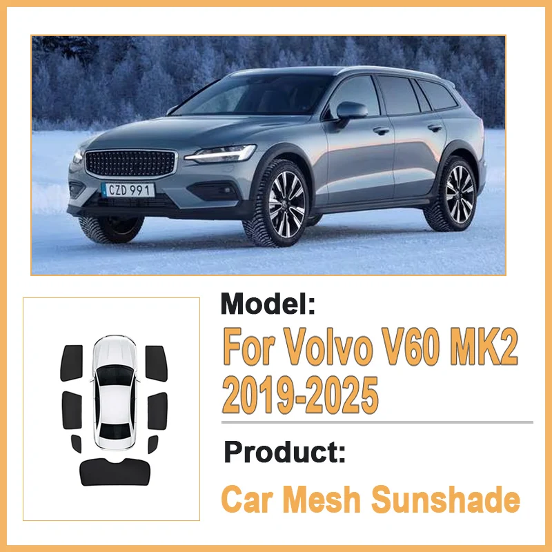 

Сетчатый солнцезащитный козырек на лобовое стекло для Volvo V60 MK2, аксессуары для тюнинга 2019-2025, 2024, солнцезащитные козырьки на боковые окна, комплекты для кузова автомобиля