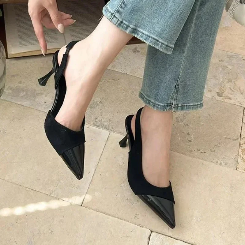 

Женские босоножки на высоком каблуке с острым носком, дизайнерское платье, туфли на шпильке, элегантная обувь, женские туфли-лодочки, новинка 2024, трендовый бренд Zapatillas De Mujer
