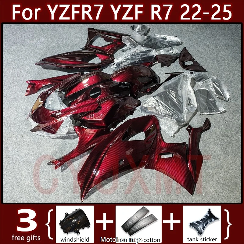 

Комплект обтекателей для мотоцикла Yamaha YZF R7 YZF-R7 2022-2025, красные карбоновые панели обтекателей YZFR7 22-25