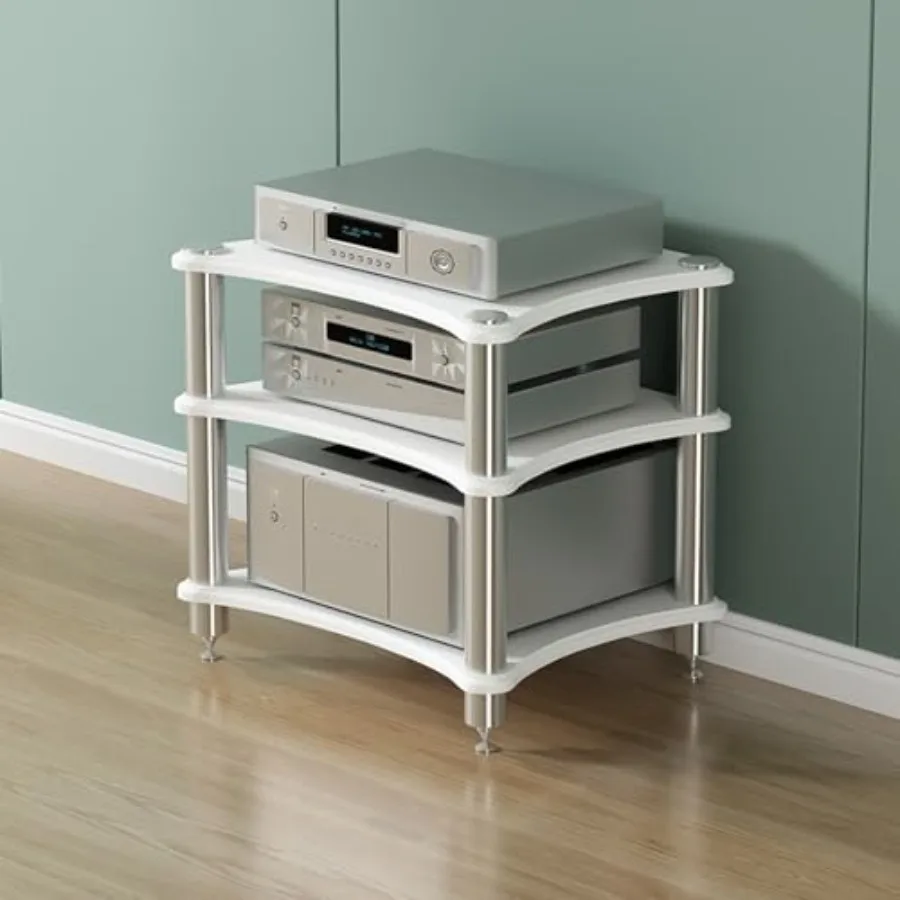 

Modern Audio Rack Stylish Stereo Stand for Av Media, Storage, Media Cabinet for Home Theater and Living Room Space-Saving Desig