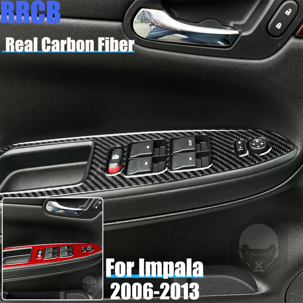 

Настоящее углеродное волокно, автомобильные аксессуары, панель подъема окна, декоративная накладка, мягкая наклейка на чехол для Chevrolet Impala 2006-2013