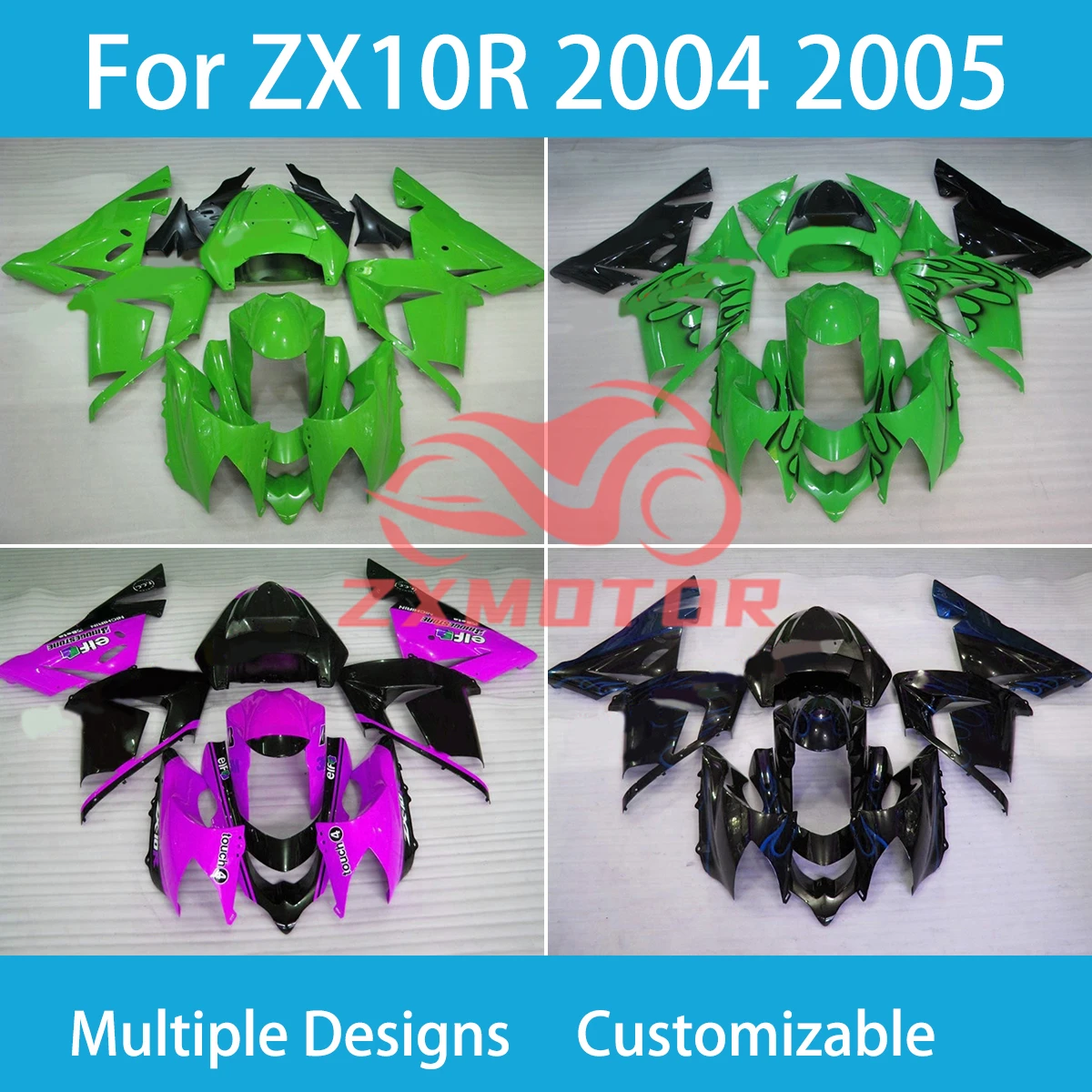 

ZX 10R 04 05 Fairing Kit for Kawasaki Ninja ZX10R 2004 2005 Blue Flame Motorcycle Injection Molding Fairings